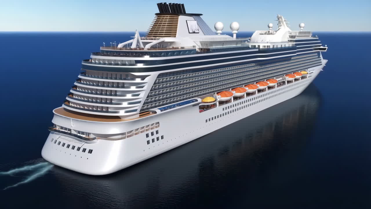 A large luxury cruise ship sailing on the open ocean