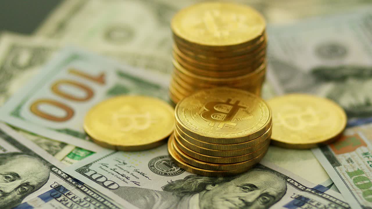 Bright shining bitcoins and dollars