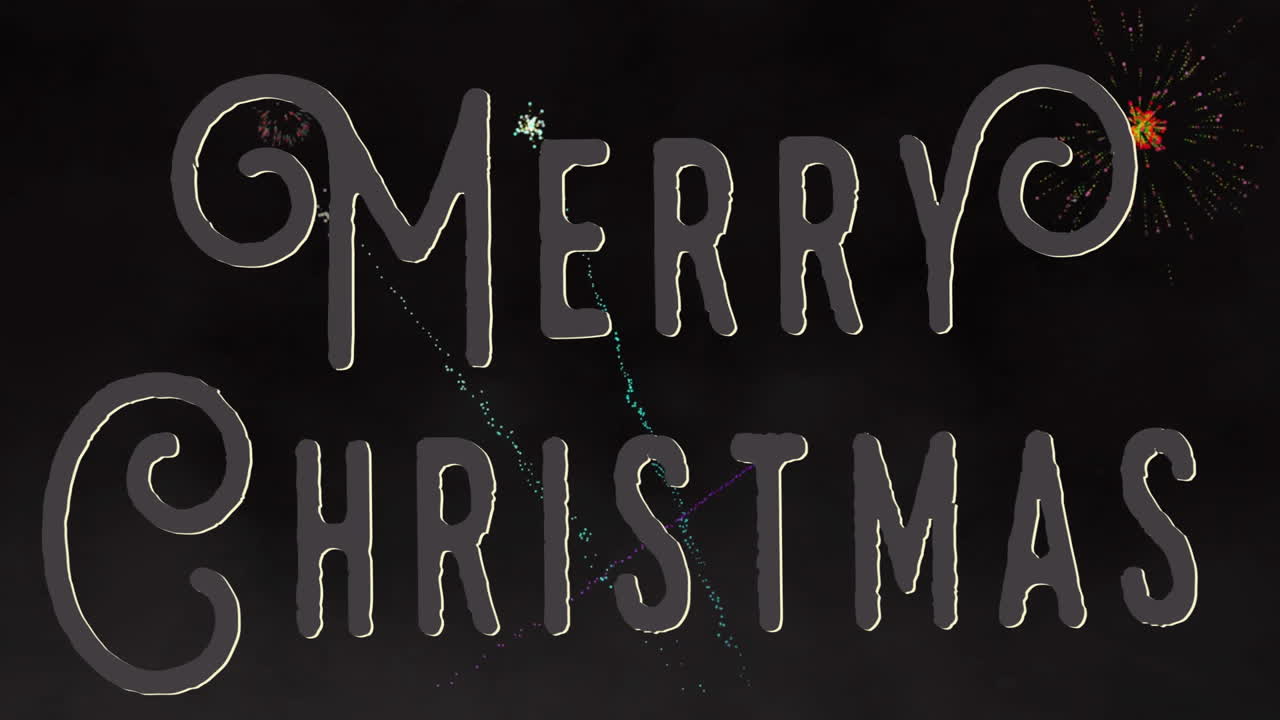 Animation of merry christmas text over fireworks