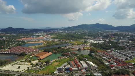 sunny day phuket island famous kathu town aerial panorama 4k thailand