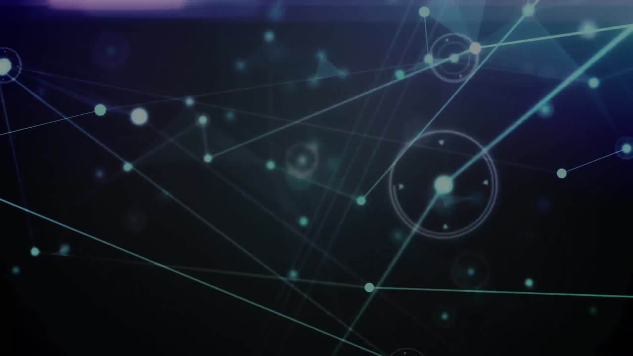 Animation of network of connections with glowing spots