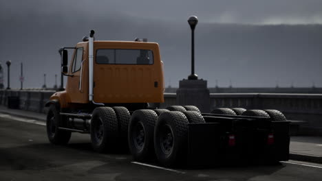 big lorry truck on the bridge