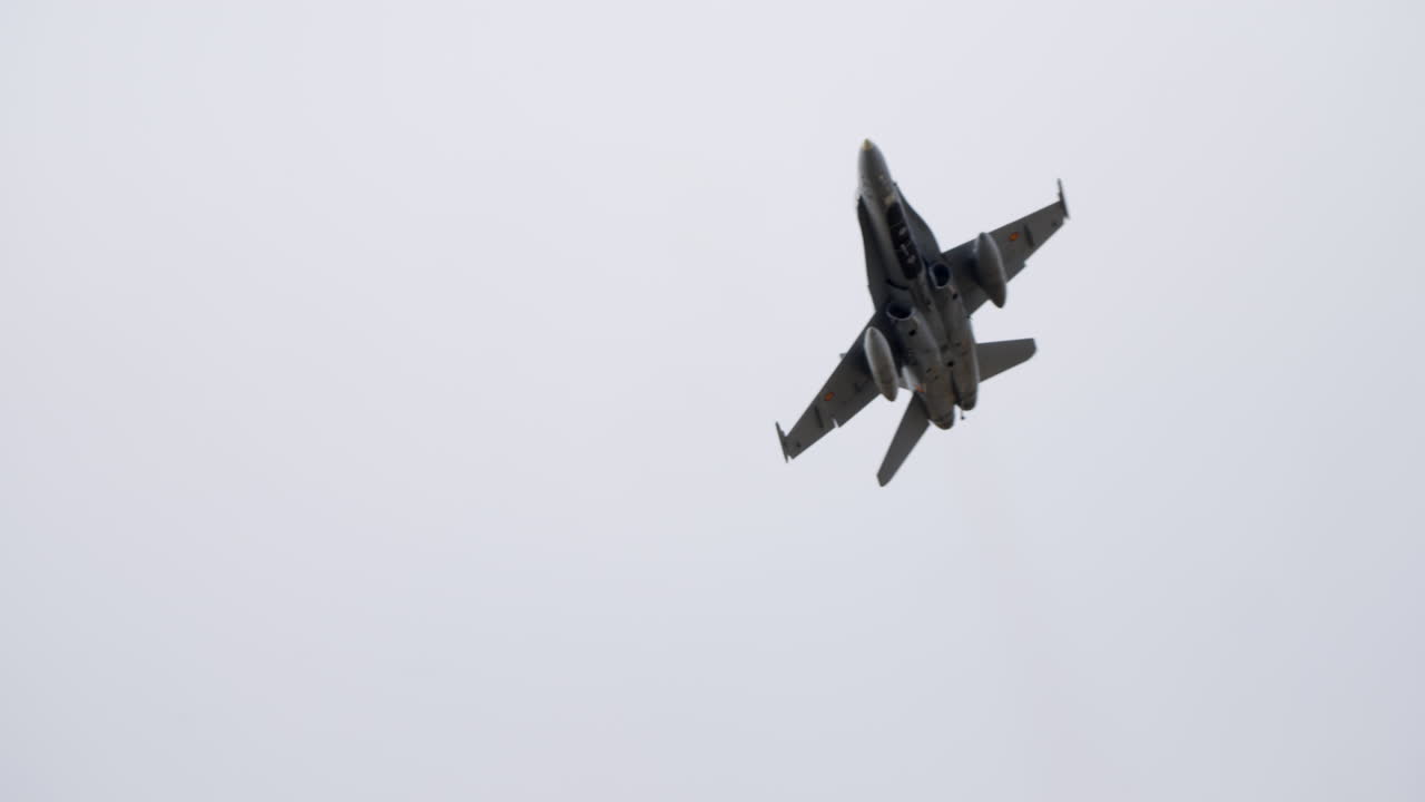F-18 Hornet Fighter Jet Ascending in Clear Sky