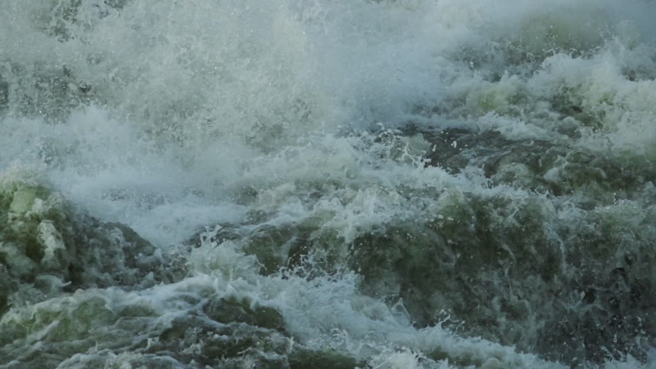 Slow-Mo Close-Up of Gushing Nile River Water in Uganda
