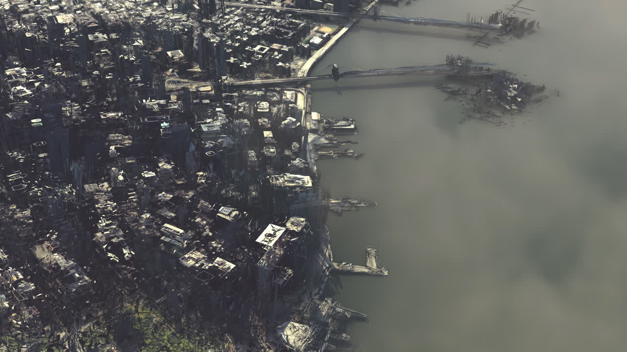Aerial View of a Dense Urban Cityscape with Rivers and Bridges