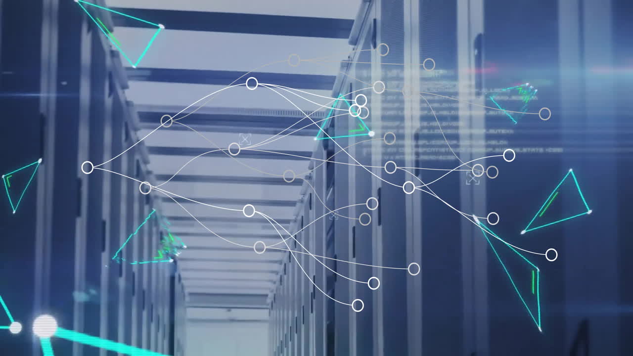 컴퓨터 서버를 통해 디지털 데이터 처리 연결의 애니메이션