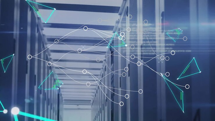 Animation of connections with digital data processing over computer servers