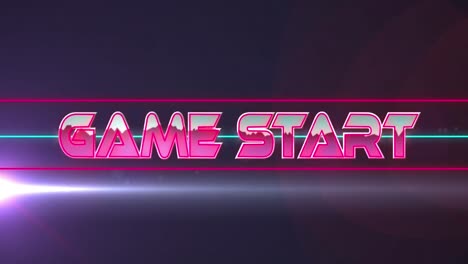 Animation-of-game-start-text-over-neon-lines-on-dark-background