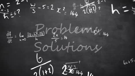 Animation-Von-Problemlösungen-Und-Mathematischer-Datenverarbeitung-Auf-Schwarzem-Hintergrund