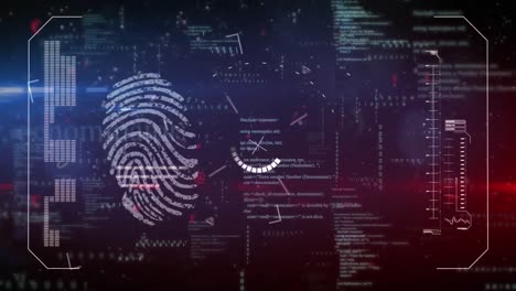 Animation-Der-KI-Datenverarbeitung-über-Biometrischem-Fingerabdruck-Und-Dunklem-Hintergrund