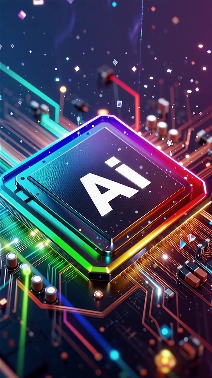 Futuristic AI Chip Motherboard Technology Background