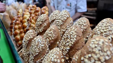 types of bread are displayed during the gulf food exhibition in the united arab emirates