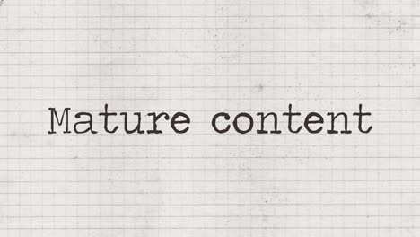 Caracteres-De-Máquina-De-Escribir-Que-Aparecen-En-Una-Hoja-De-Papel-Antigua,-Componiendo-La-Frase:-Contenido-Para-Adultos