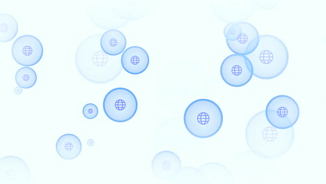 flying social globe network icons pattern on white gradient