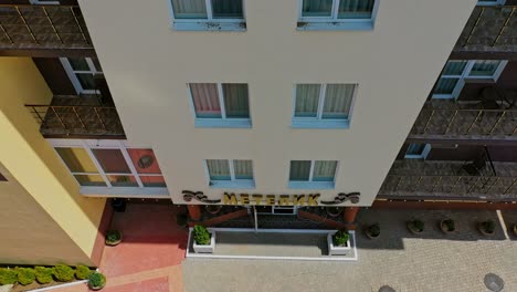 recreation center in countryside. aerial drone view of hotel recreation center