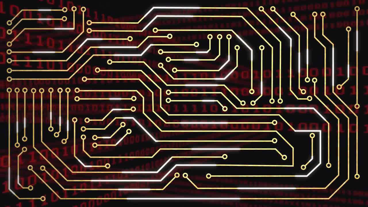 animación del procesamiento de datos sobre un fondo negro