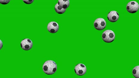 Pelotas-De-Fútbol-Cayendo-Sobre-Pantalla-Verde-Animación-3d