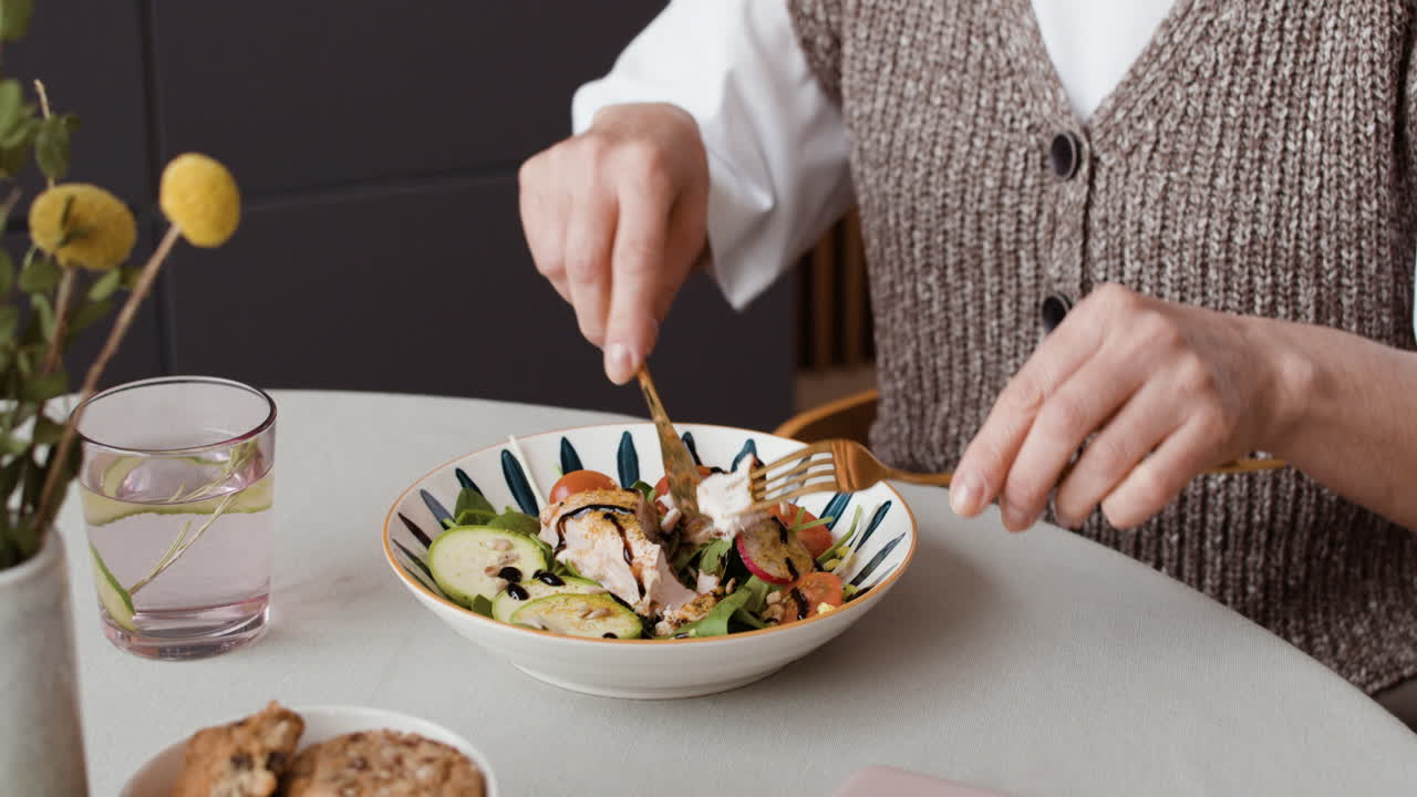 Senior woman enjoying a healthy meal
