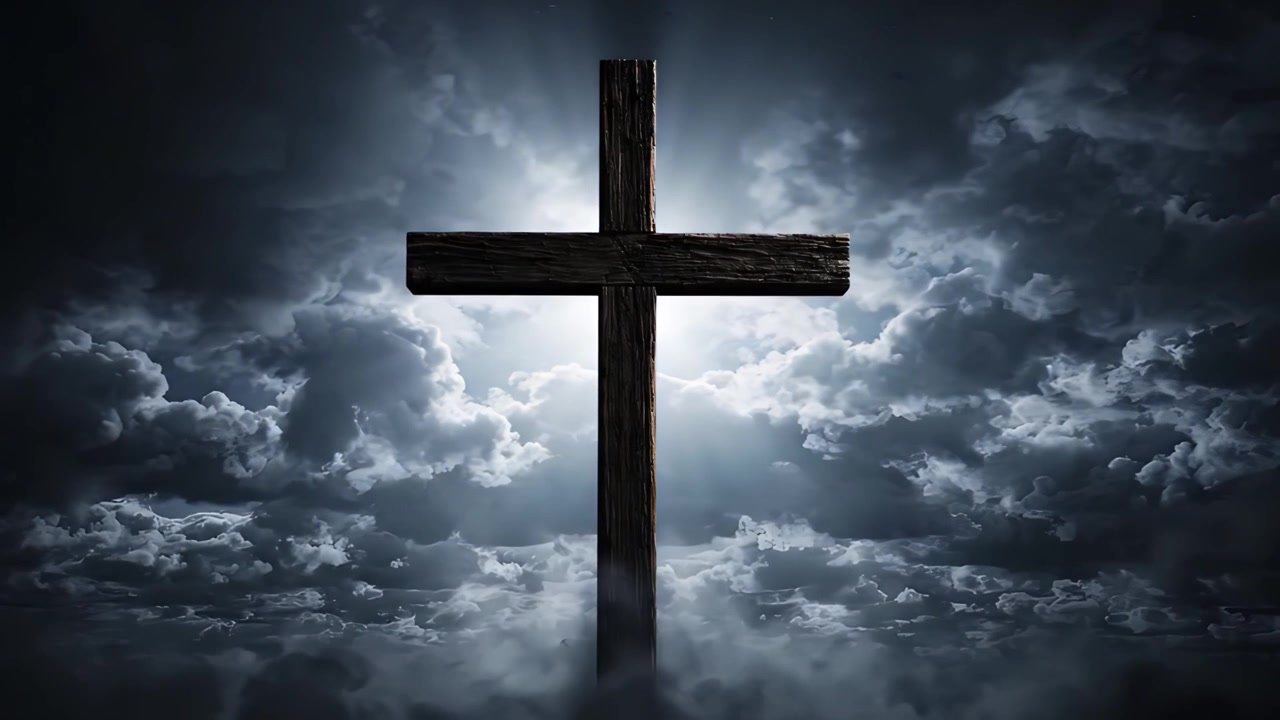 Christian Cross Heavenly Light Worship Background 4K