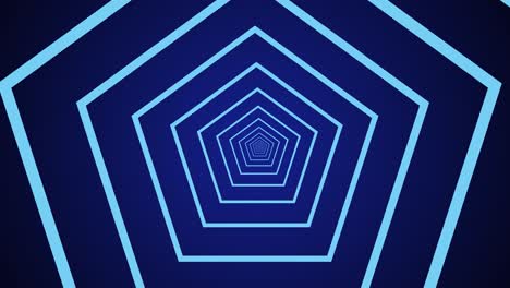 blue lines on a dark background forming a pentagon movement tunnel. abstract 3d rendering of a 4k video