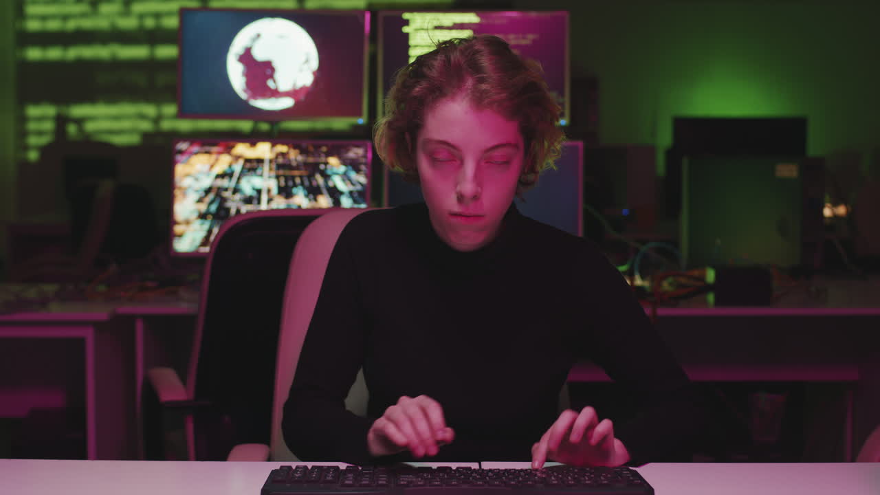 Young Female Hacker Making Code