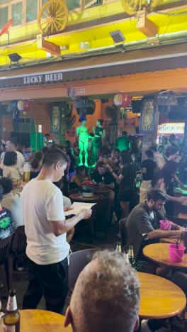 bustling nightlife at lucky beer bar