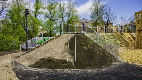 landscaping time lapse. outdoors, kids play area