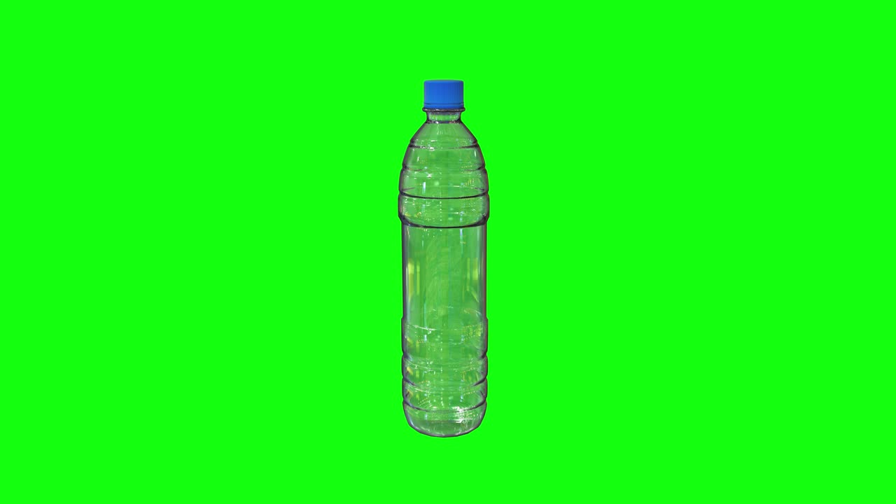 8 animaciones botella de plástico vacía de agua pantalla verde