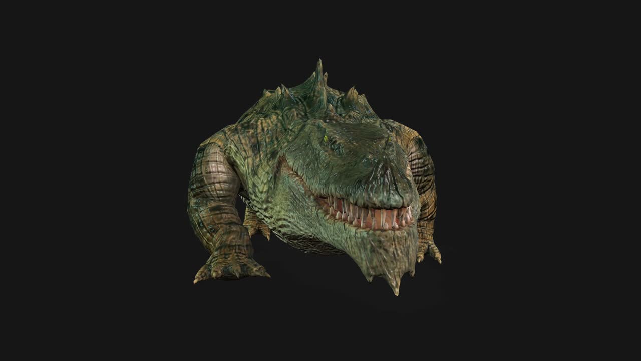 Crocodille Walk, Front View Seamless Loop, Luma Matte