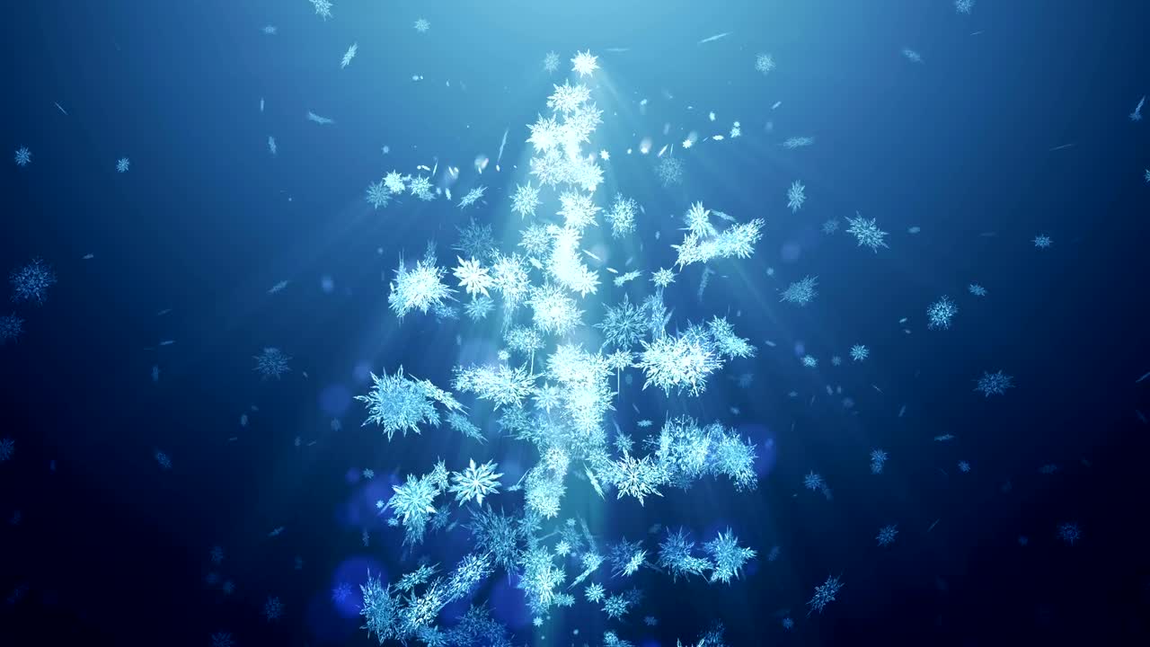 Símbolo de inverno cintilante com belos flocos de neve. Vórtice de neve giratória. Padrão invernal. Flocos de neve dançantes. Animação abstrata em loop