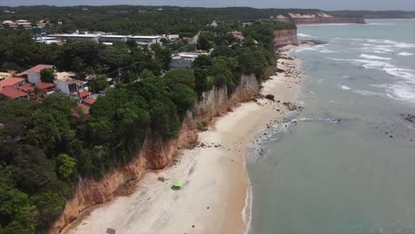 aerial drone shot of pipa beach brazil