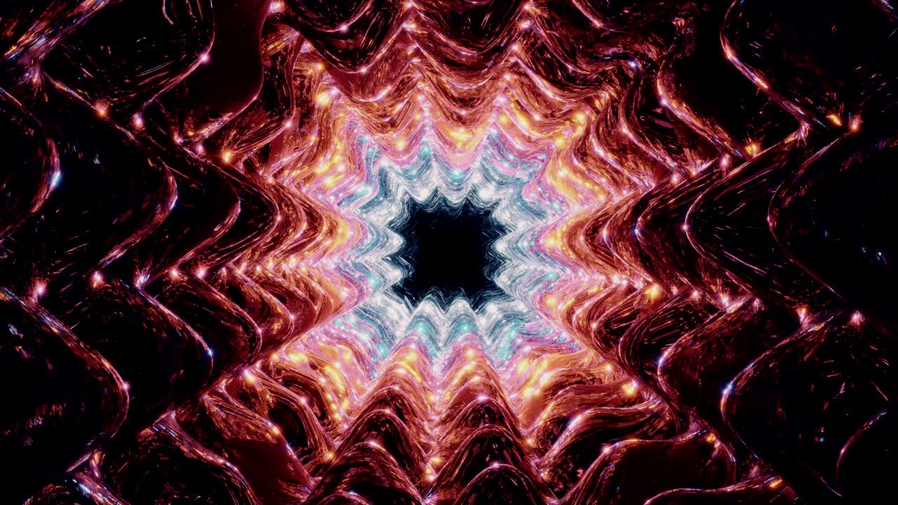 A dynamic tunnel animation featuring swirling colors and patterns moves effortlessly in a seamless loop. The captivating visuals create a calming atmosphere perfect for screensavers and relaxation