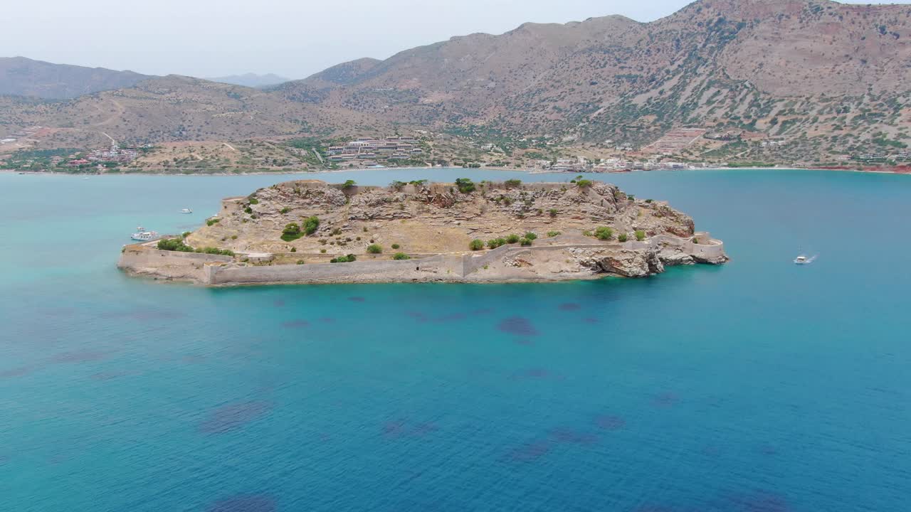 Aerial view fortified island of Spinalonga in Greece