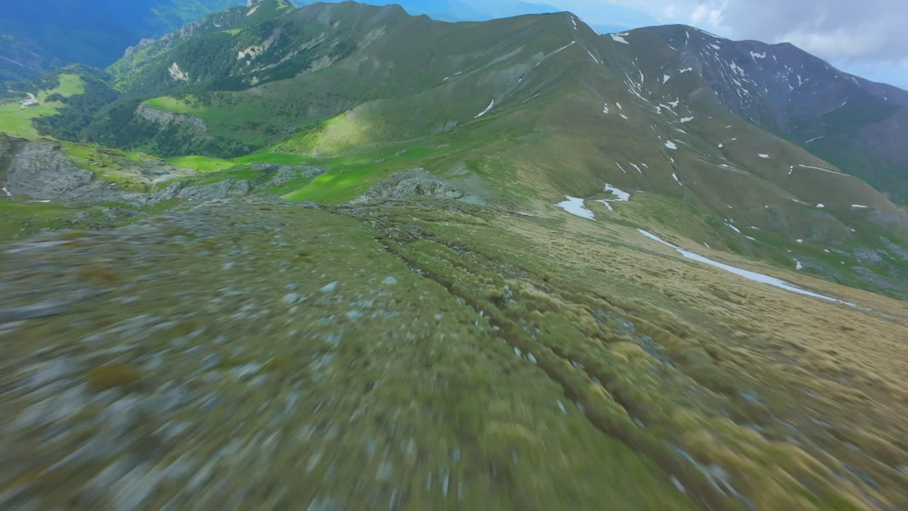 Drone flight close to the mountains