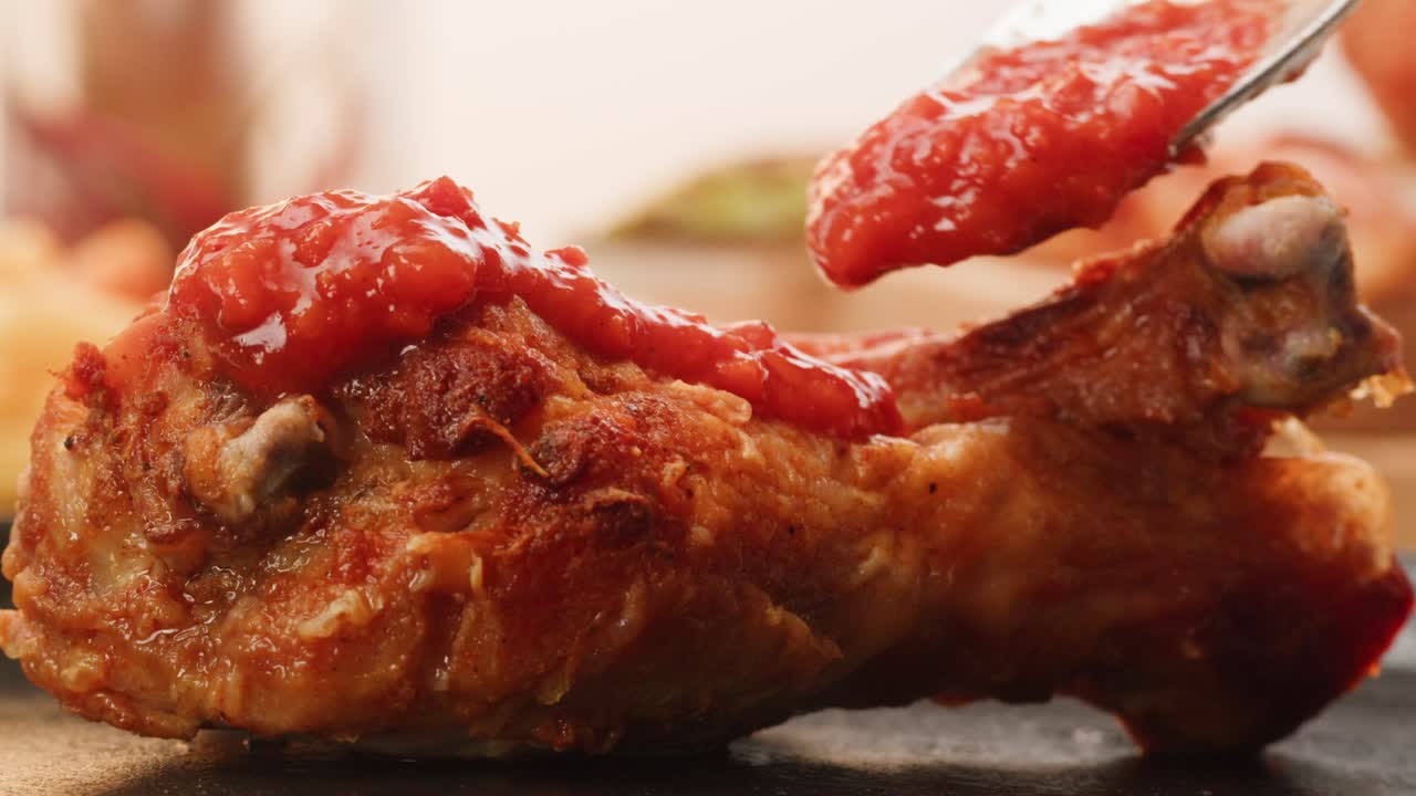 Fried Chicken with Tomato Sauce