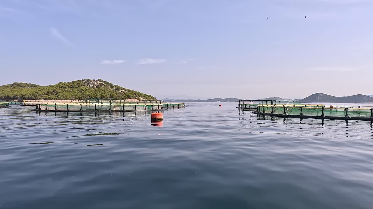 Scenic view of Fish farms on the Adriatic Sea near Murter Island, Croatia