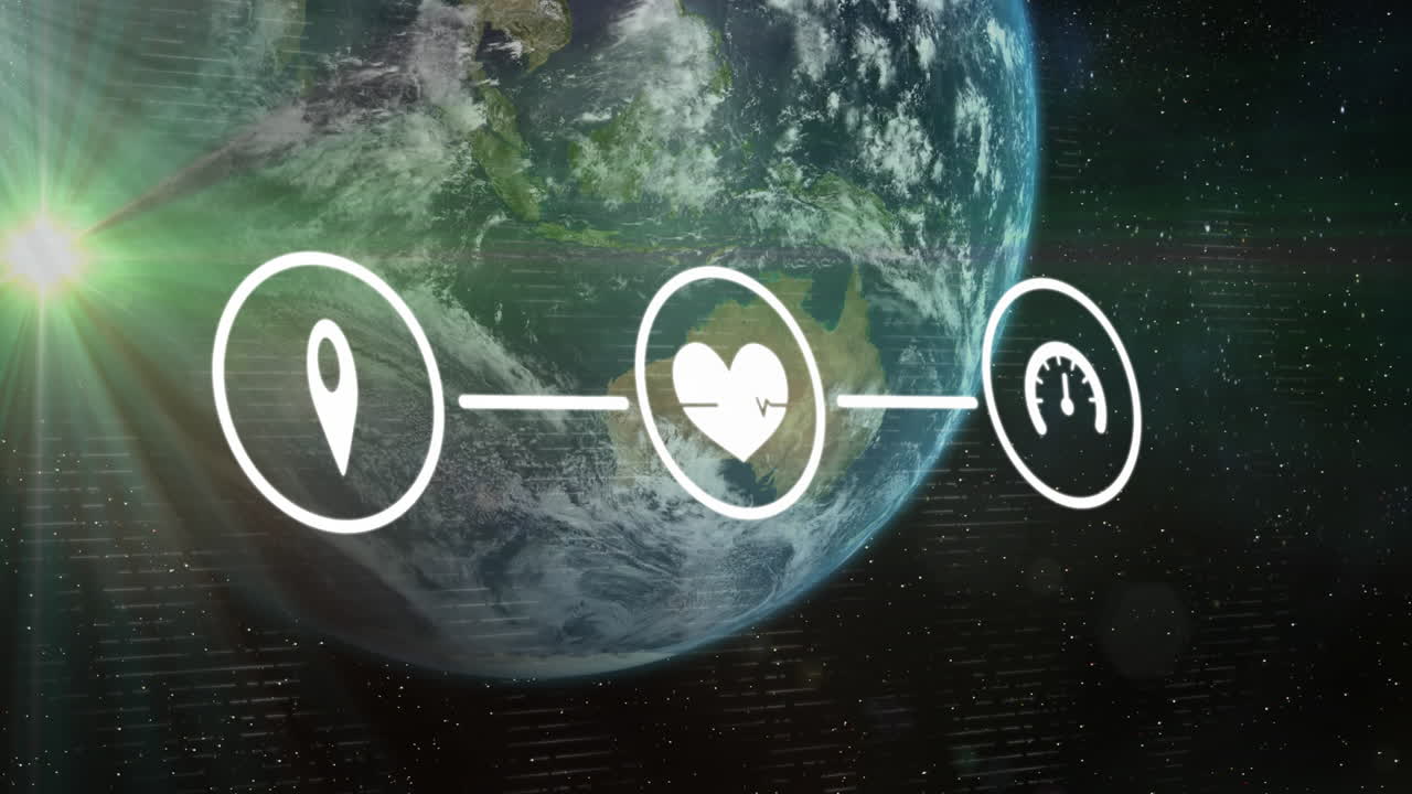 아이콘과 데이터 처리의 연결의 애니메이션 전 세계