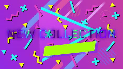 animación del texto de la nueva colección con símbolos matemáticos en fondo de gradiente