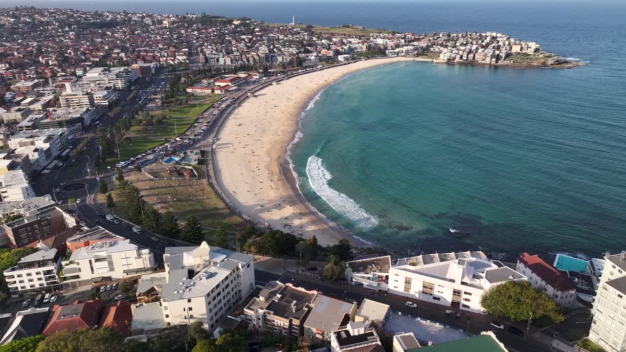 Beachside Suburb Neighbourhood Of Bondi Beach In Sydney, New South Wales, Australia. Aerial Shot