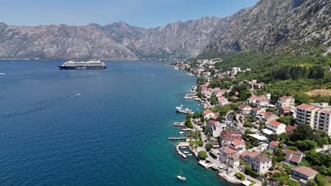 aerial drone view bay of kotor old coastal town city montenegro balkan country balkans adriatic sea