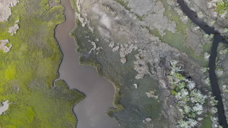 Rising-drone-shot-of-salt-marsh-in-the-summer