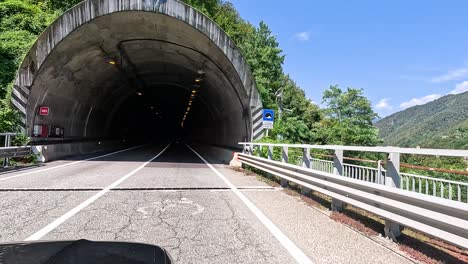 entering and traveling through a mountain tunnel