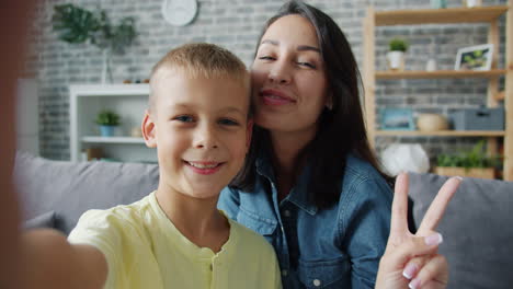 mother and son selfie