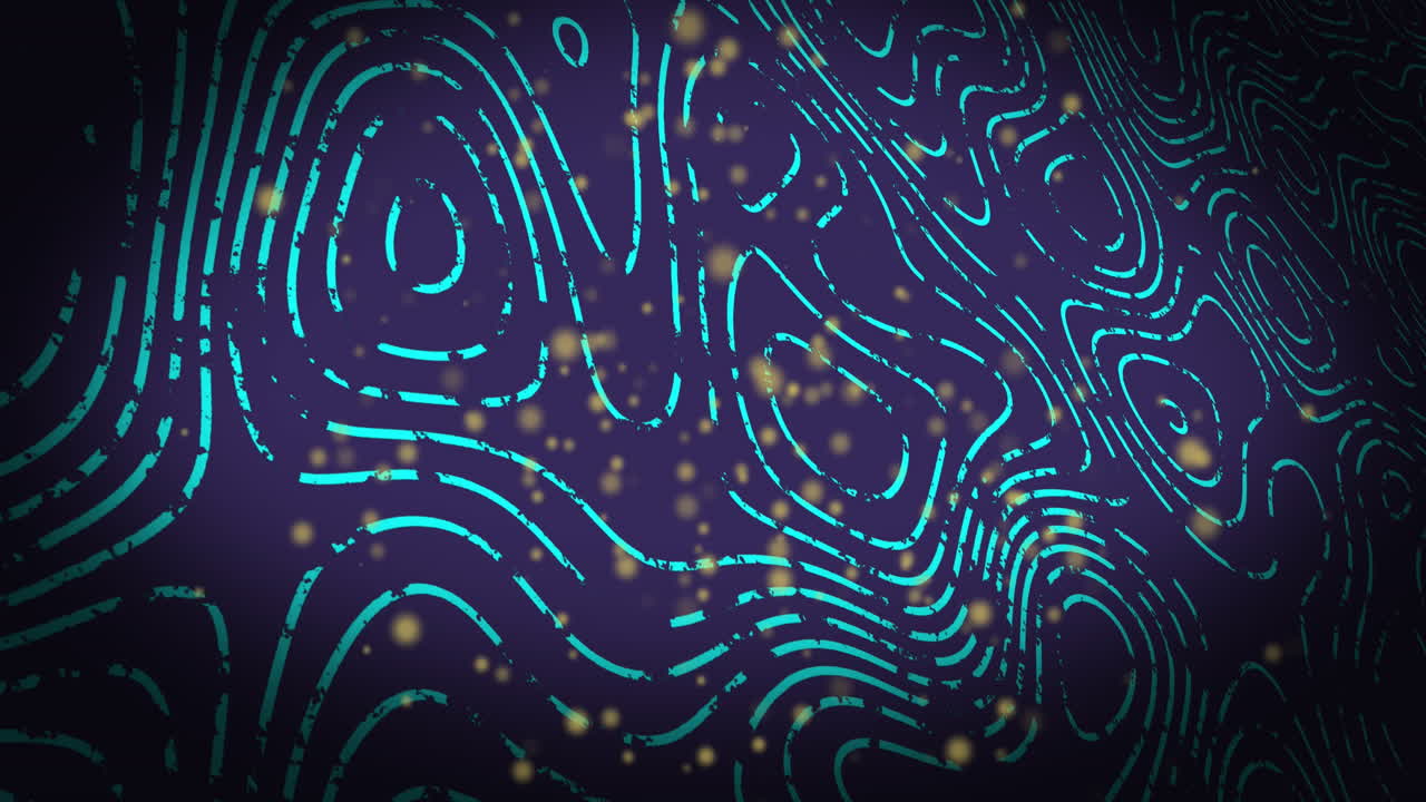 animación de manchas amarillas sobre patrones de topografía en un patrón sin costuras contra un fondo azul.
