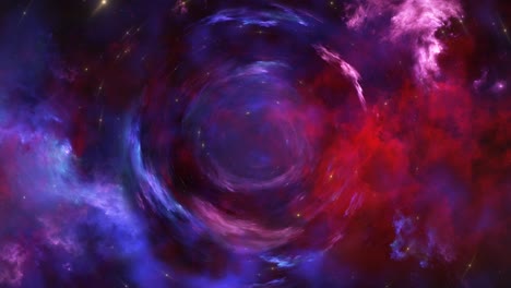 vórtice de sueño de tiempo espacial giratorio en nubes de nebulosa roja púrpura