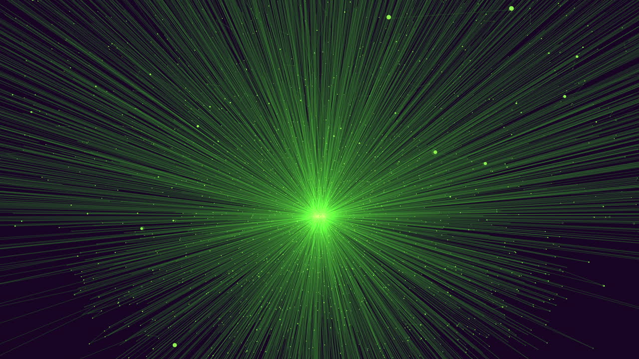 Intense green light radiating from unseen center