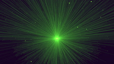intense green light radiating from unseen center