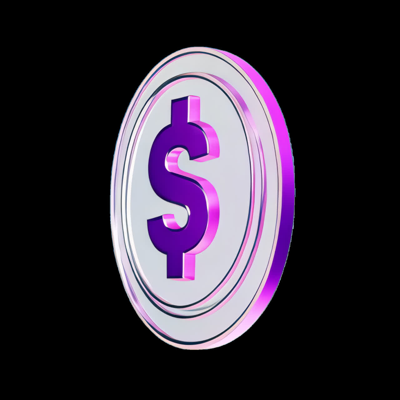 Dollar coin 3d element animation isolated asset, transparent 4K video, alpha channel, ProRes 4444