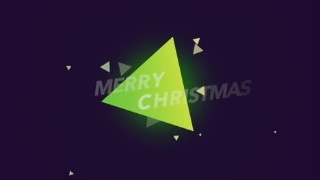 merry christmas text with neon triangle on purple gradient