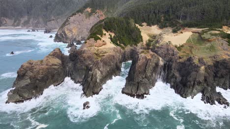 4k drone cliffs and waves oregon coastline at samuel boardman in brookings